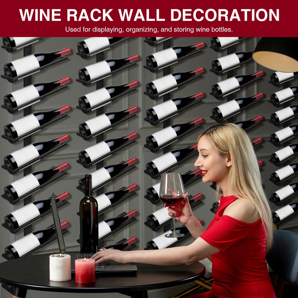5 Pack Wall Mounted Metal Storage Rack for 60 Wine Bottles Wine Storage Organizer Wine Bottle Display Holder for Wine Cellar