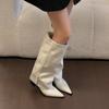 The Factory Is Making Goods~ Milk White Pant Tube Boots 2025 Autumn and Winter Korean Niche Spice Girl Pointed Head Big Tube Circumference Fash