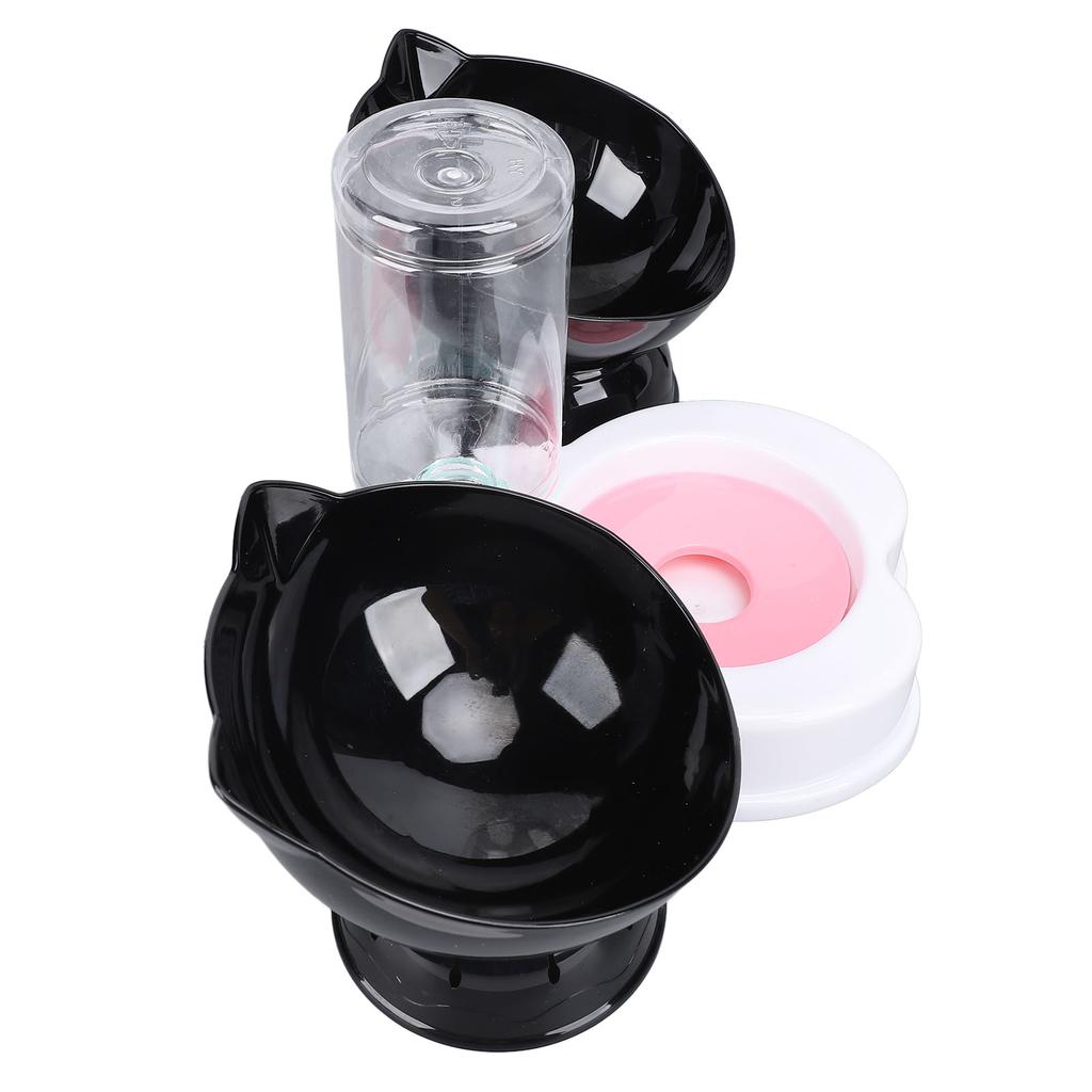 Cat Food and Water Bowl Set Neck Guard 3 In 1 Double Cat Feeding Bowl and Automatic Water Dispenser Set for Home Pet