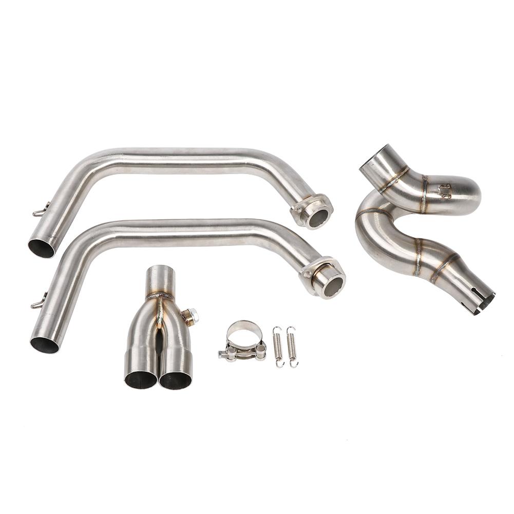 Motorcycle Full Exhaust System Circling Front Pipe Connect for Kawasaki Z650 Ninja 650(Silver)