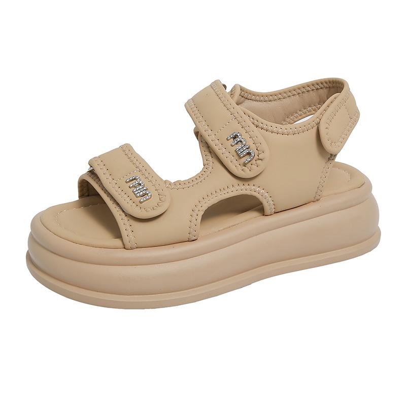 Casual sports style Roman sandals women's summer new muffin thick sole heightening Velcro seaside beach shoes