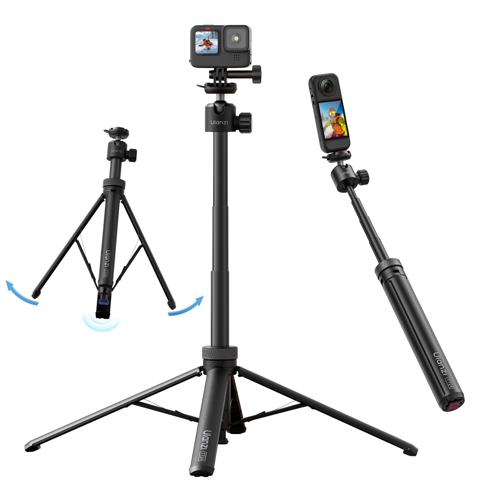 Штатив для камеры Ulanzi TT24 с автоматической селфи-палкой для Insta360 GoPro, штатив для невидимой селфи-палки, совместимый со смартфоном, вращающийся