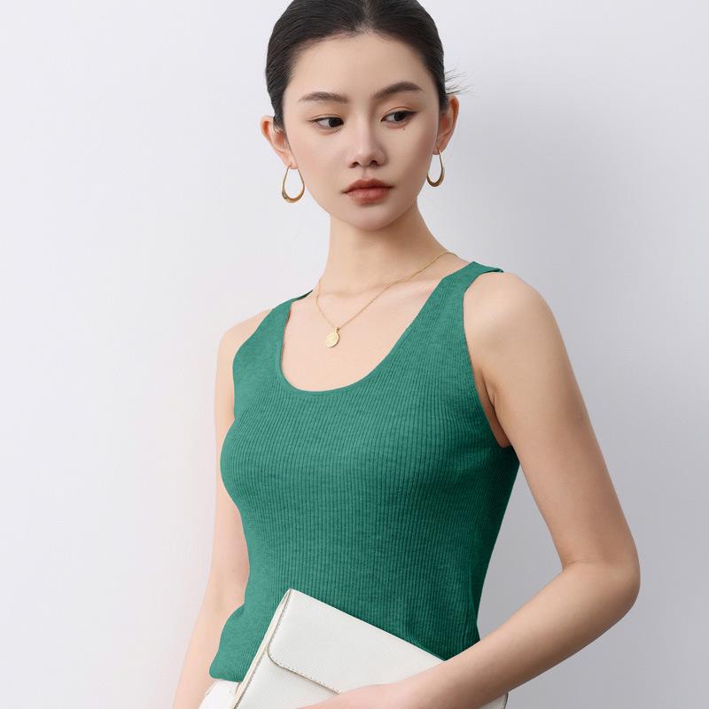 

Yangzi Шерстяной трикотажный топ с U-образным вырезом женский без рукавов приталенный жилет - Весна/Лето Large изумрудный