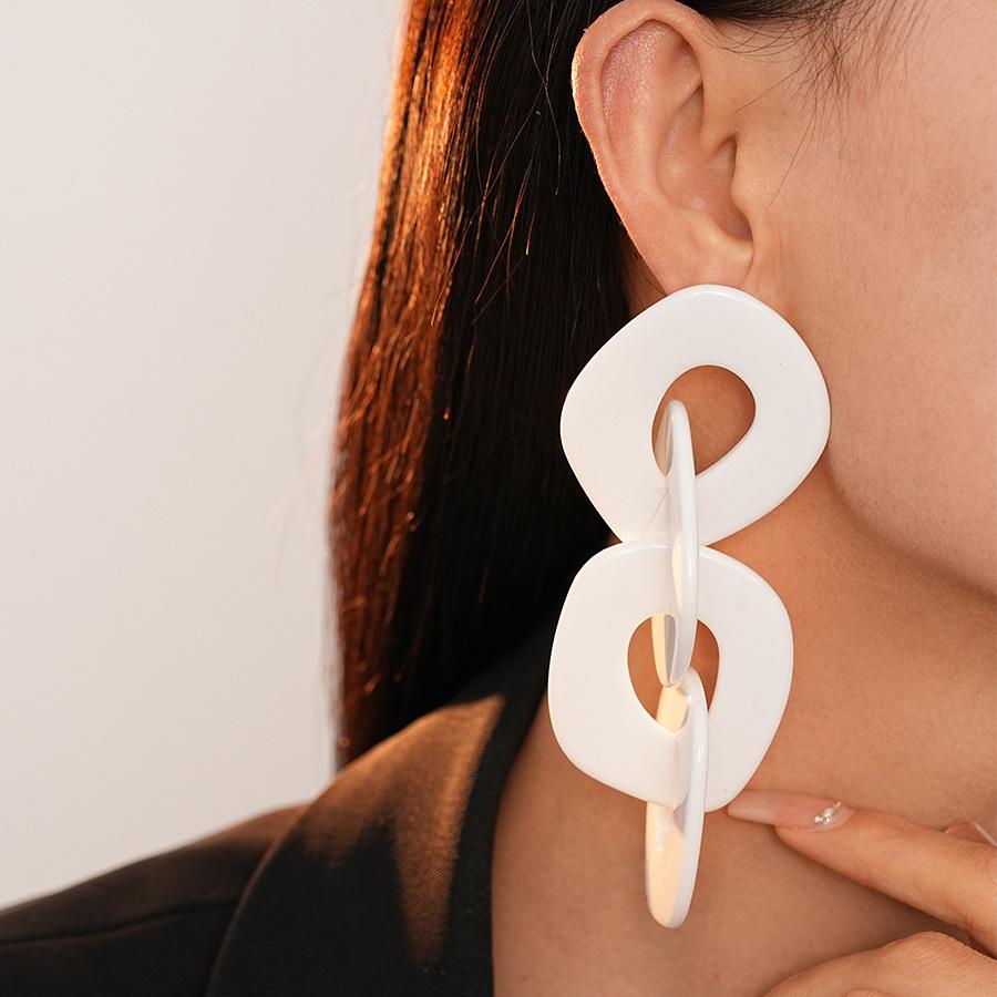 European and American Acrylic Irregular Geometric Silver Needle Earrings Personalized Internet Celebrity Exaggerated Earrings 