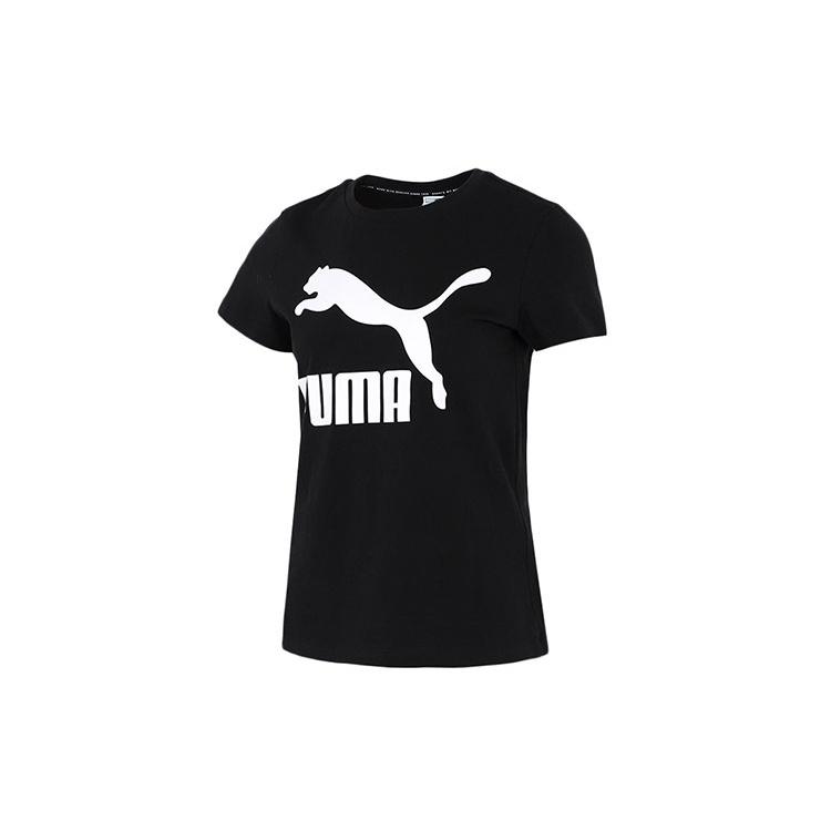 (WMNS) PUMA Logo Printing Round-neck Black Women s 532281-01 S