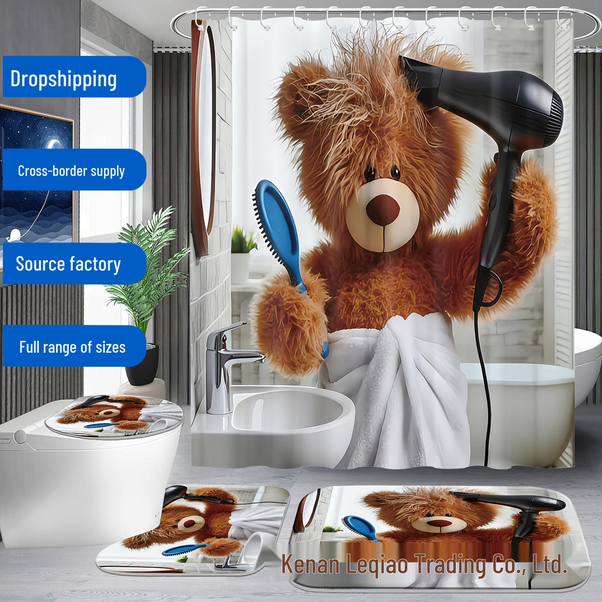 

Chic Little Bear Plush Hair Dryer Holder & 12 Hook Bathroom Accessory Set 12 Hooks