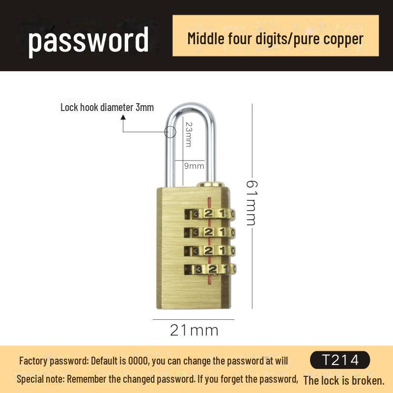 

Латунный мини-4-колесный кодовый замок для багажа