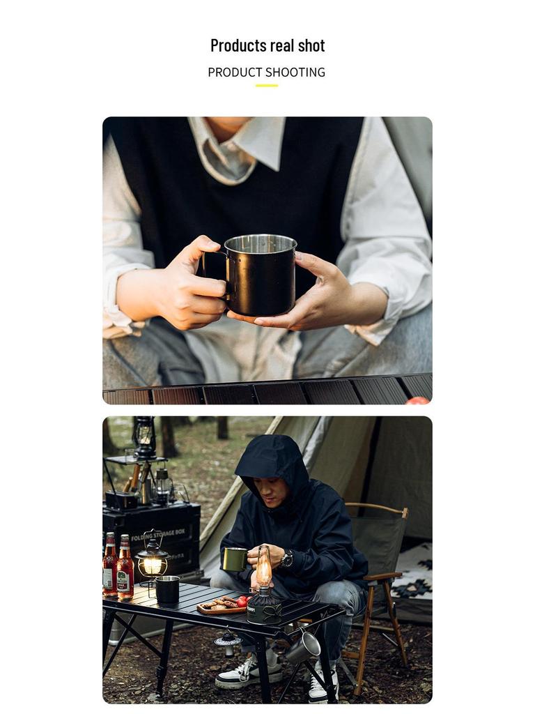 Self-Driving Outdoor Folding Cup: 304 Stainless Steel Portable Mug for Camping, Beer, and Coffee