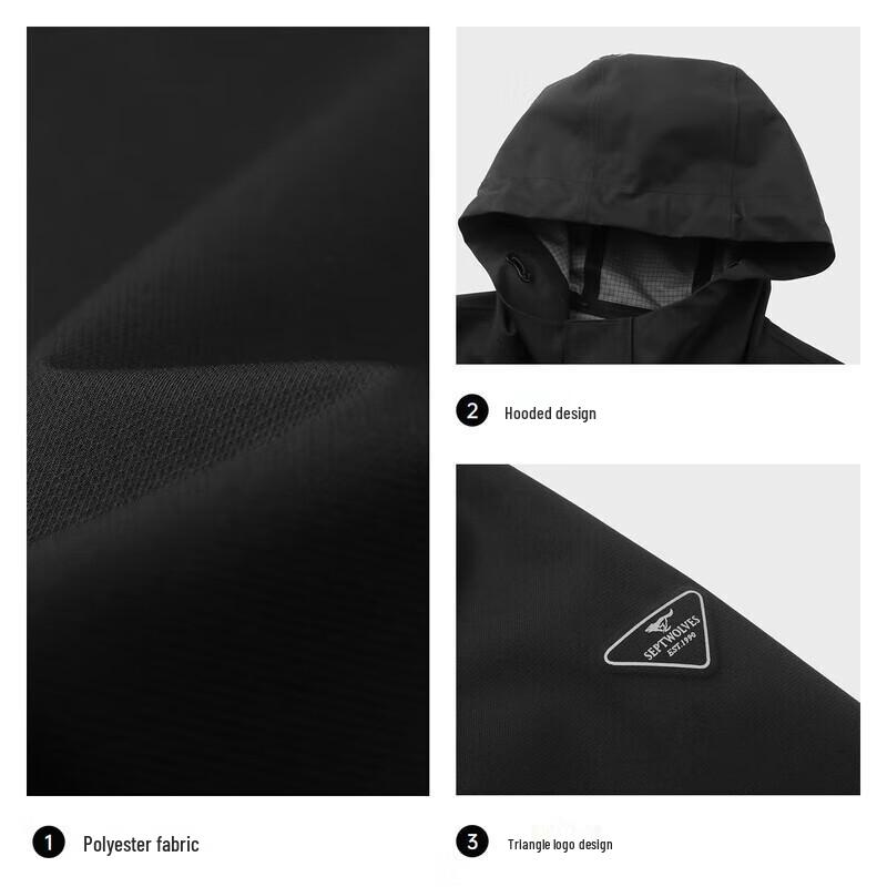 SEPTWOLVES Men's 3-Proof Soft Shell Hooded Jacket