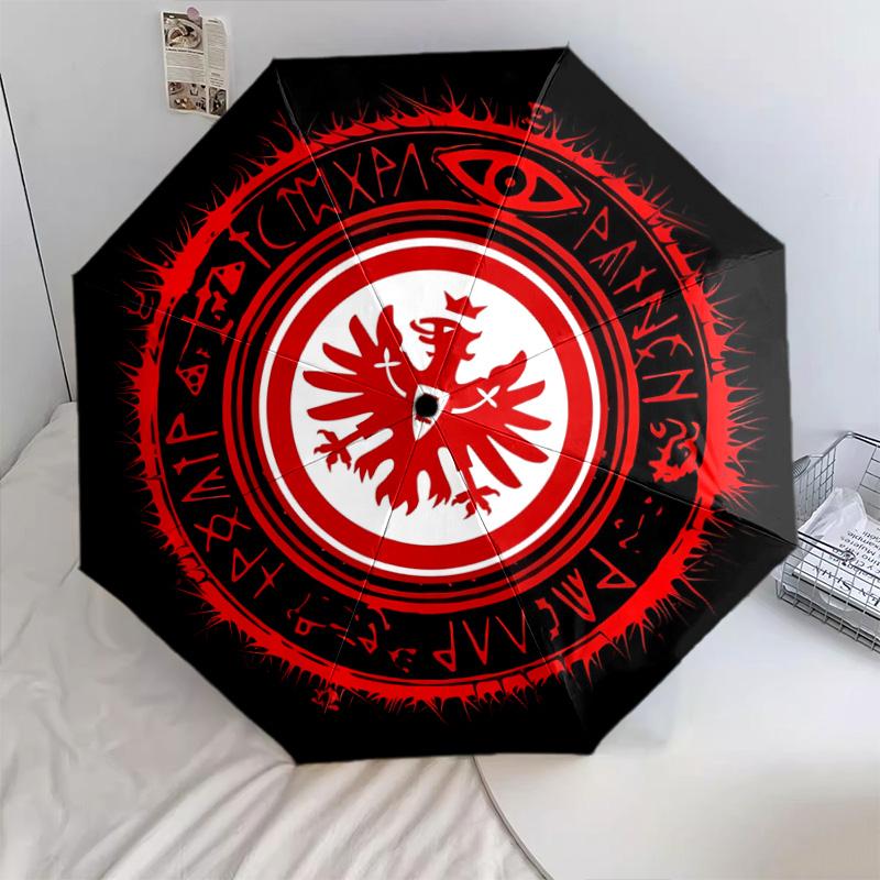 1 PC Automatic Folding Umbrella - Frankfurt Football Pattern Portable Foldable Design With 8 Ribs Christmas Birthday Gifts