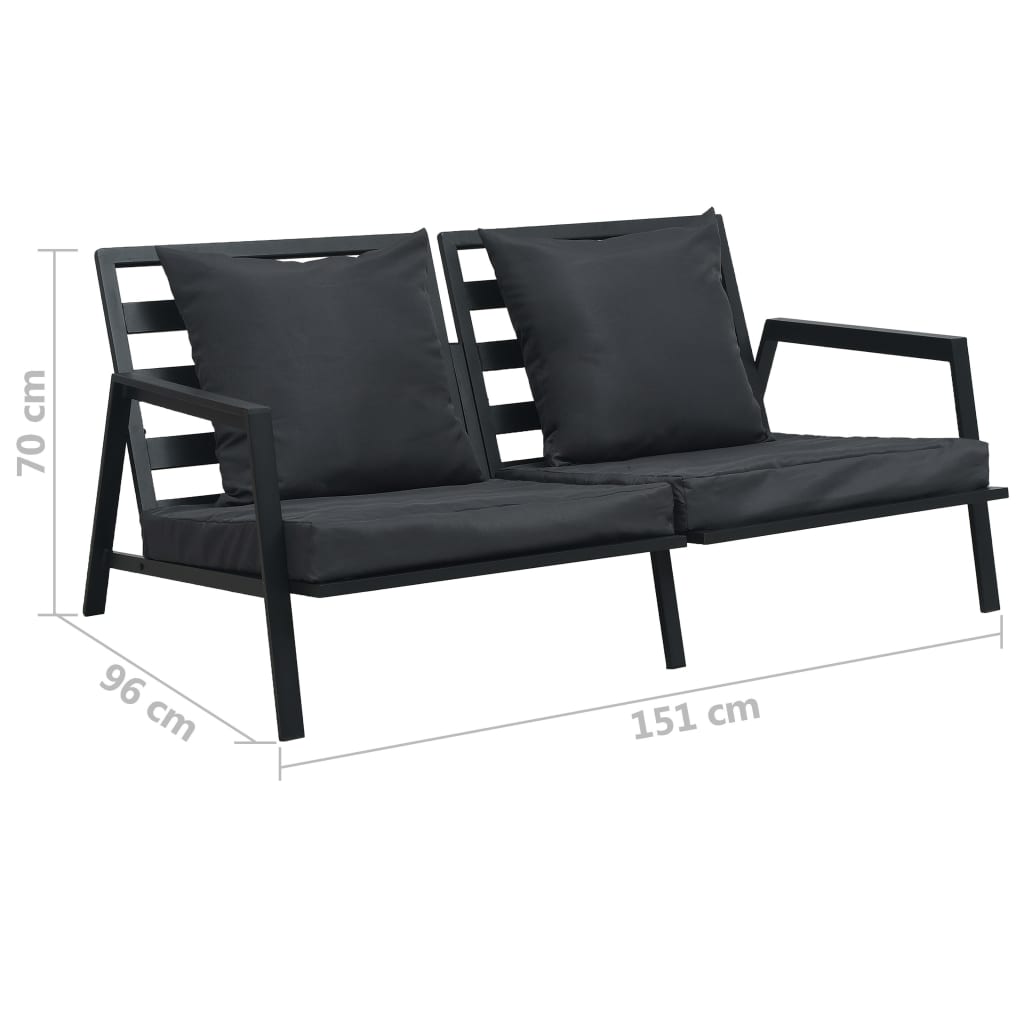 4 Piece Outdoor Lounge Set with Cushions Aluminum Dark Gray