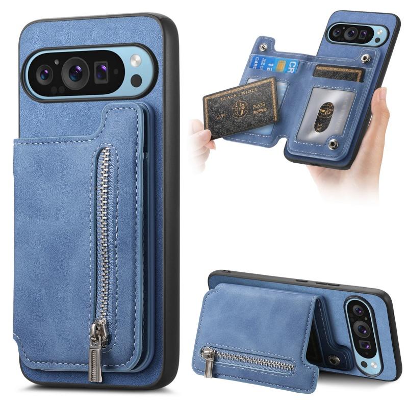 2 in 1 Magnetic Leather Zipper Wallet Phone Case for Google Pixel 10 Pro XL 8 7A 7 9A 8A Card Slots Flip Cover Coque Hoesje Etui