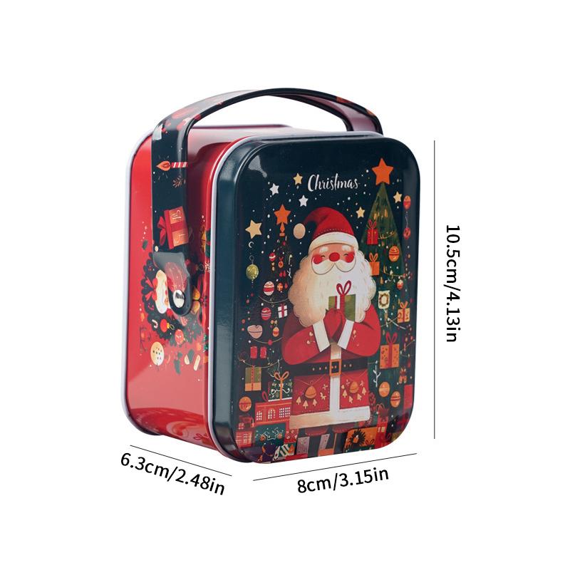 Christmas Gift Tin Box Cartoon Santa Claus Merry Christmas Tinplate Boxes Xmas  Year Candy Cookie Packaging Boxes Decorations
