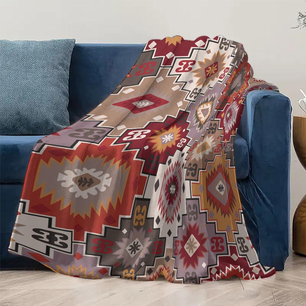 Geometric Pattern Throw Blanket Moroccan Kilim Rug Boho Cotton Cushion Cover Home Decor Sofa Bed Cover