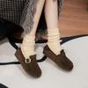 Leather Birkenstocks Women's 2025 Autumn and Winter Fleece All-Inclusive Fluffy Shoes Flat Bottom One Pedal Warm Doudou Shoes Cotton Shoes