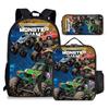 Detský batohový set 3-dielny Ľahký Veľká kapacita Monterey Jam Potlač s monster truckom Odolný Nepremokavý do školy na cestovanie