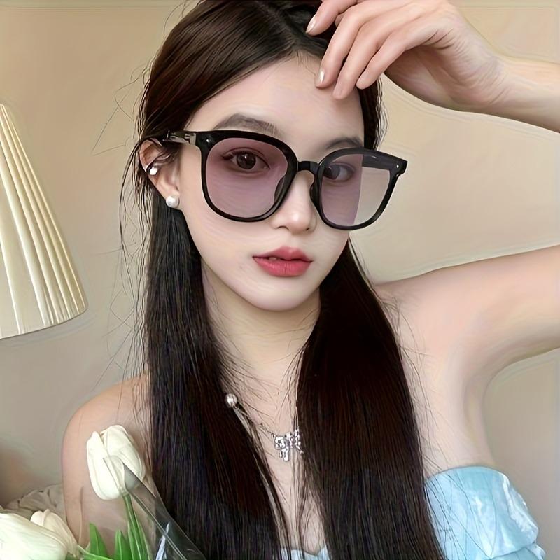 Women Square Sunglasses New Men Folding Glasses Net Red Outdoor Wild Shade Eyewear and Bag