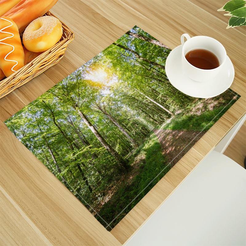 Naturalny leśny podkładka na stół z tkaniny lnianej Podkładki na stół Rodzinny obiad Zastawa stołowa Mata na stół kuchenny 30X45cm