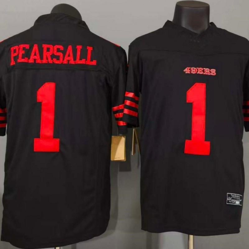 Mens Rugby Jersey Black San Diego Chargers Style Team Uniform Embroidered PEARSALL Cotton Blend