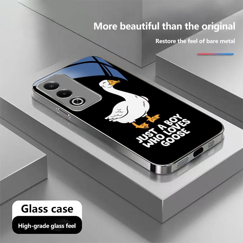 N175 Just a Boy Who Loves Goose Phone Case for iPhone 16 15 Pro Max Samsung S24 S23 A54 A35 Xiaomi Redmi Note 13 Pro Plated Frame Tempered Glass Cover