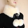 Women Scarf Thicken Super Soft Fluffy Windproof Solid Color Keep Warm with Hairball Winter Imitation Rabbit Fur False Collar Shawl for Outdoor