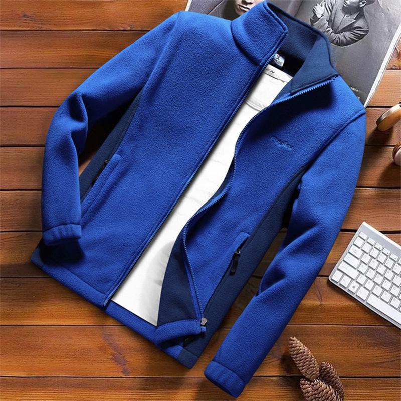 Men's Jacket Men's Autumn and Winter Casual Fleece Jacket Men's Fattened Plus Size Fleece Clothes Cardigan Lamb Fleece Sweater