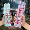 1PC Heart Stack Love Letter Art Print 750ml Color Plastic Sports Water Bottle Leakproof Flip Straw Lid Suitable for Sports Office Home Use