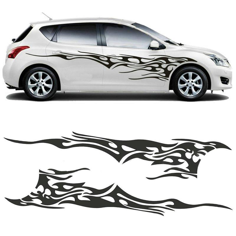 A Set Auto Black Flame Car Decal Vinyl Graphics Two Side Body Stickers
