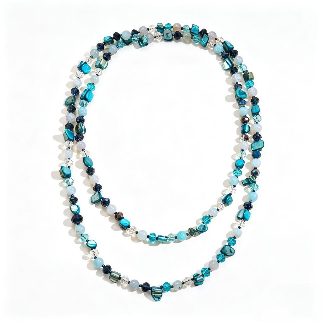 Shell Crystal Agate Irregular Natural Stone Beaded Long Stacked Sweater Chain Personalized High-End Necklace