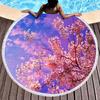 Cherry Blossom Round Beach Towel,Pink Romantic Cherry Blossom Sand Proof Beach Blanket Absorbent Quick Dry Pool Towel Picnic Mat