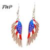 American Flag Earrings USA for Women, Patriotic Red White Blue Earrings, Independence Day Dangle Drop 4th of July Gift Statement