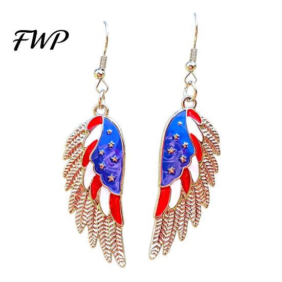 American Flag Earrings USA for Women, Patriotic Red White Blue Earrings, Independence Day Dangle Drop 4th of July Gift Statement