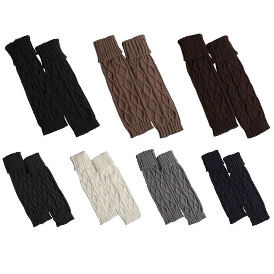 Winter Damen Einfarbig Gehäkelt Gestrickte Stulpen Elastische Stiefelstulpen Lange Socken