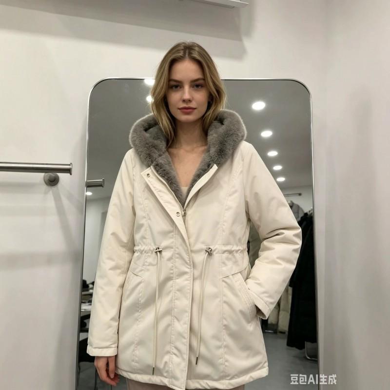 Womens Hooded Thickened Winter Jacket With Faux Fur Trim Warm Cotton-Padded Outdoor Workwear Coat In Multiple Colors