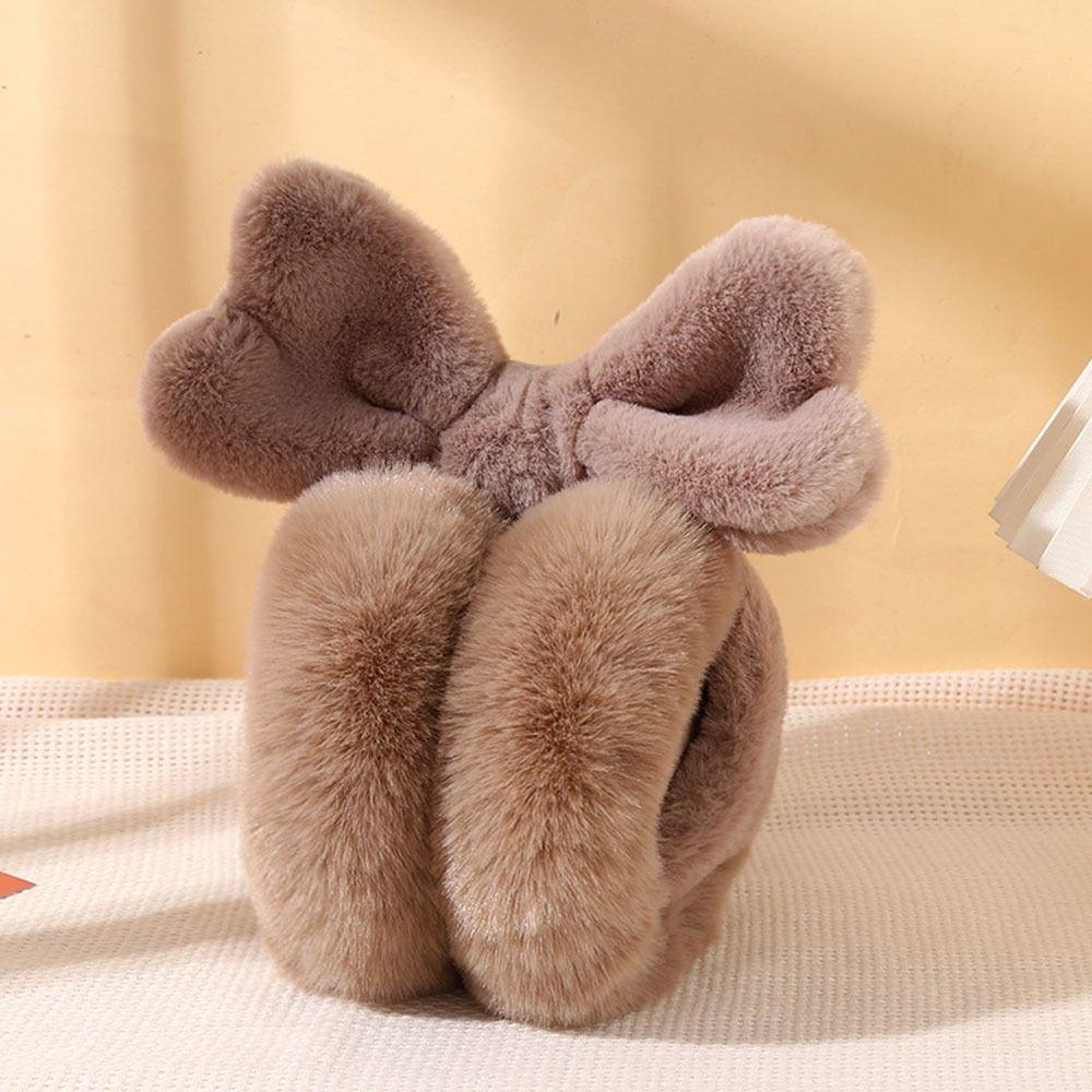 Outdoor Bowknot Warm Earmuffs Plush Foldable Ear Muffs Cute Winter Ear Warmers for Women