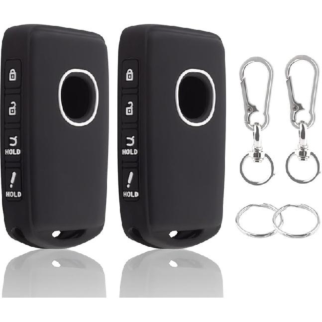 Silicone Key Fob Cover Compatible with 2025/2024-2019 Mazda CX-5 CX-30 CX-50 CX70 CX90 3 6 CX-9 Rubber car Key Shell with Keychain,4 Buttons,2 Black+Black
