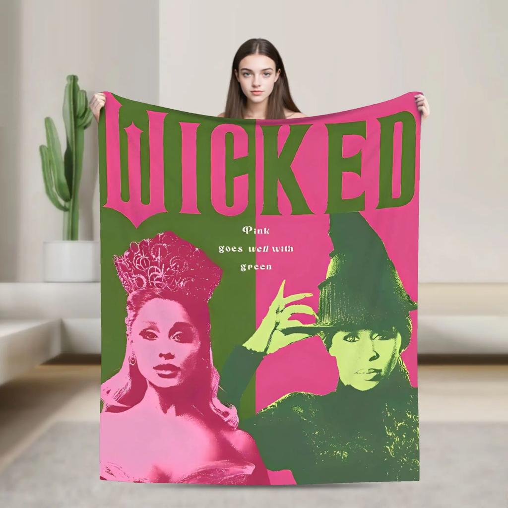 Wicked Musical Movie Glinda Poster Warm Plush Throw Blanket Graphic Bedspread for Living Room Sofa Bed Cover