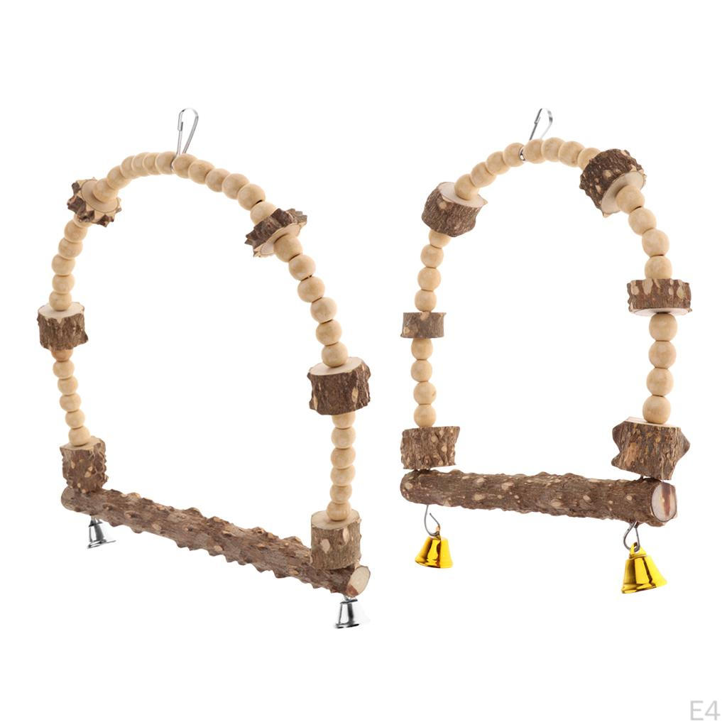 Natural Wooden Bird Perch Parrots toys Stand Holder Cage Hanging