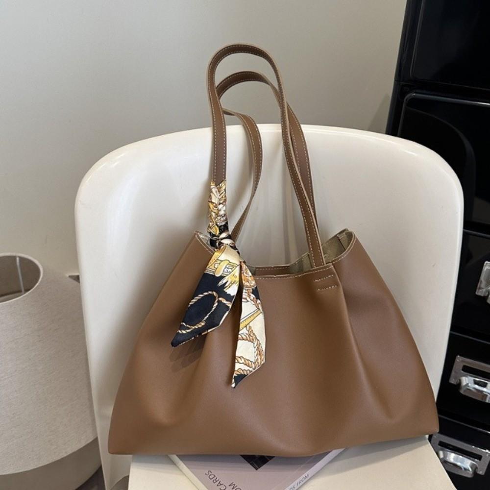 Soft Large Capacity Tote Bag Waterproof Underarm Bag Retro PU Shoulder Bag  Daily