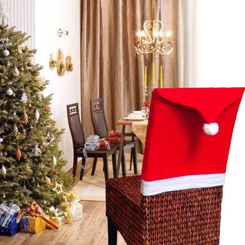 Cover Christmas Chair Table Decorate Xmas Hat Festival Garnish Restaurant Party