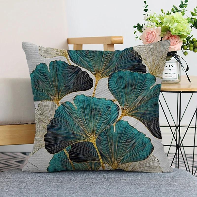 X federa cuscino in poliestere foglia di ginkgo nero oro federa cuscino lombare soggiorno sedia divano decorazione casa