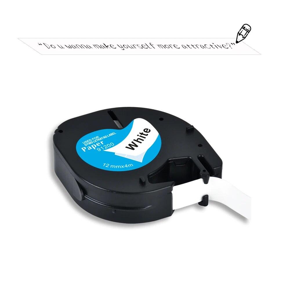 10PCS 12mm LetraTag LT91200 LT 91200  Labelling Tape for Dymo Letra Tag Paper for Dymo Machine LT-100H, LT-110T, QX 50 Printer