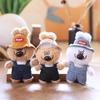 Cute Overalls Denim Hat Cartoon Bear Plush Toy Pendant Keychain For Decor Bag