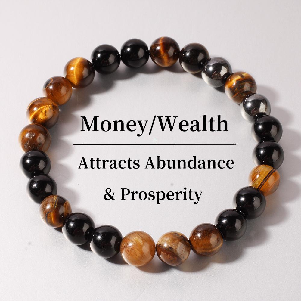 Jewelry bracelet, iron gallstone, obsidian, European and American bracelet, bracelet, men's bracelet.