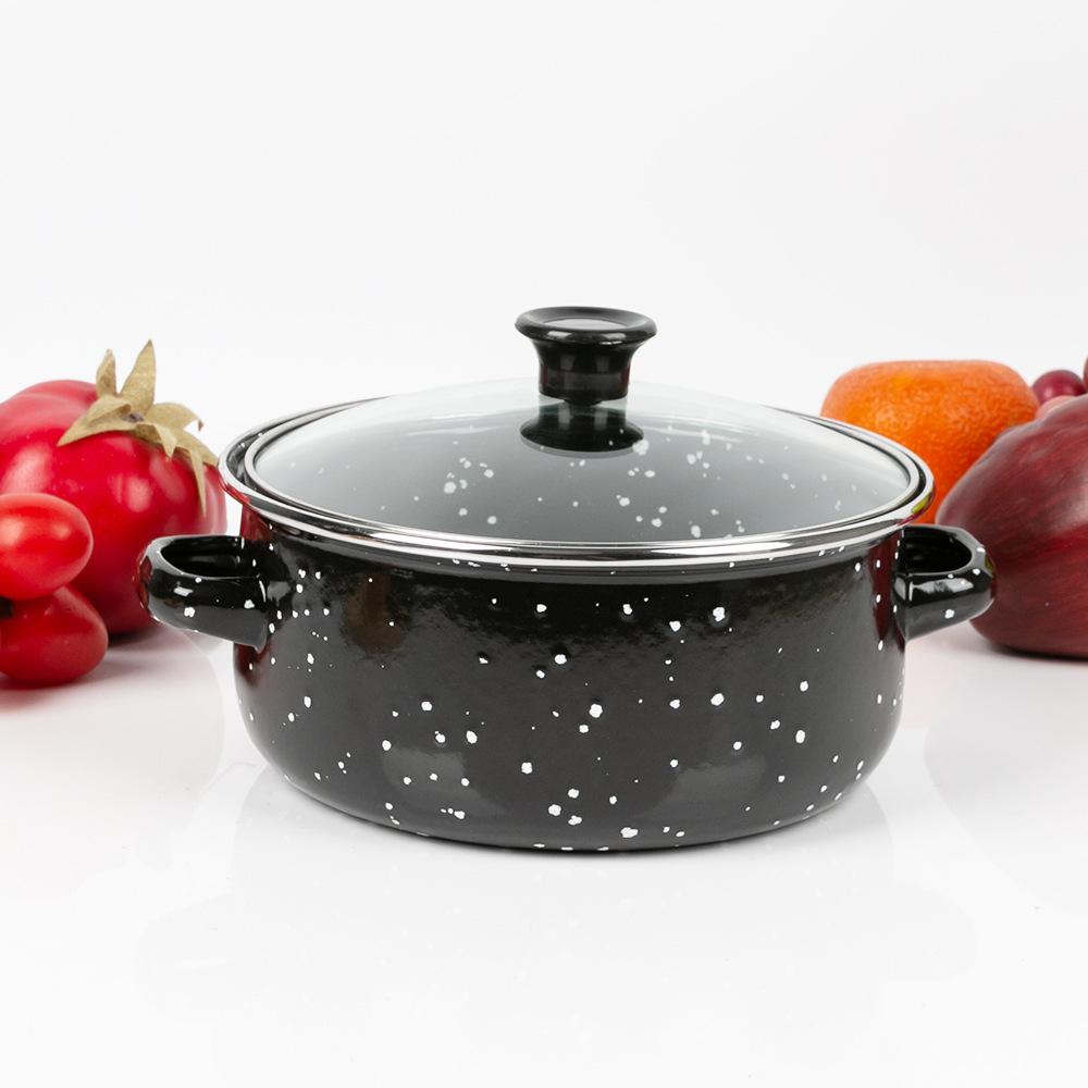 5Pcs/set Single Saucepan Stockpot Enamel Cooking Stock Pot with Lid Kitchen Cooking Cookware Saucepan with Handle Kitchen Stockpot