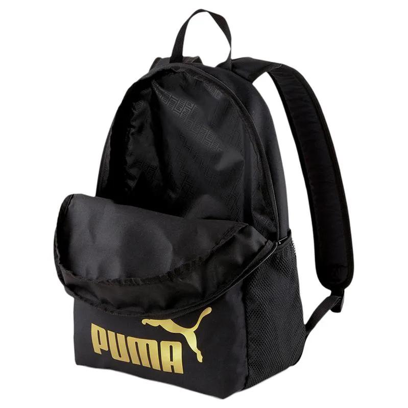 PUMA Fabric Backpack Unisex Black Gold (Unisex) Backpacks 075487 49