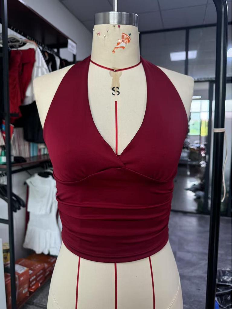 2026 European Summer Solid Color Spaghetti Strap Halter Vest: Versatile, Slimming, Sexy Sleeveless Top for Women