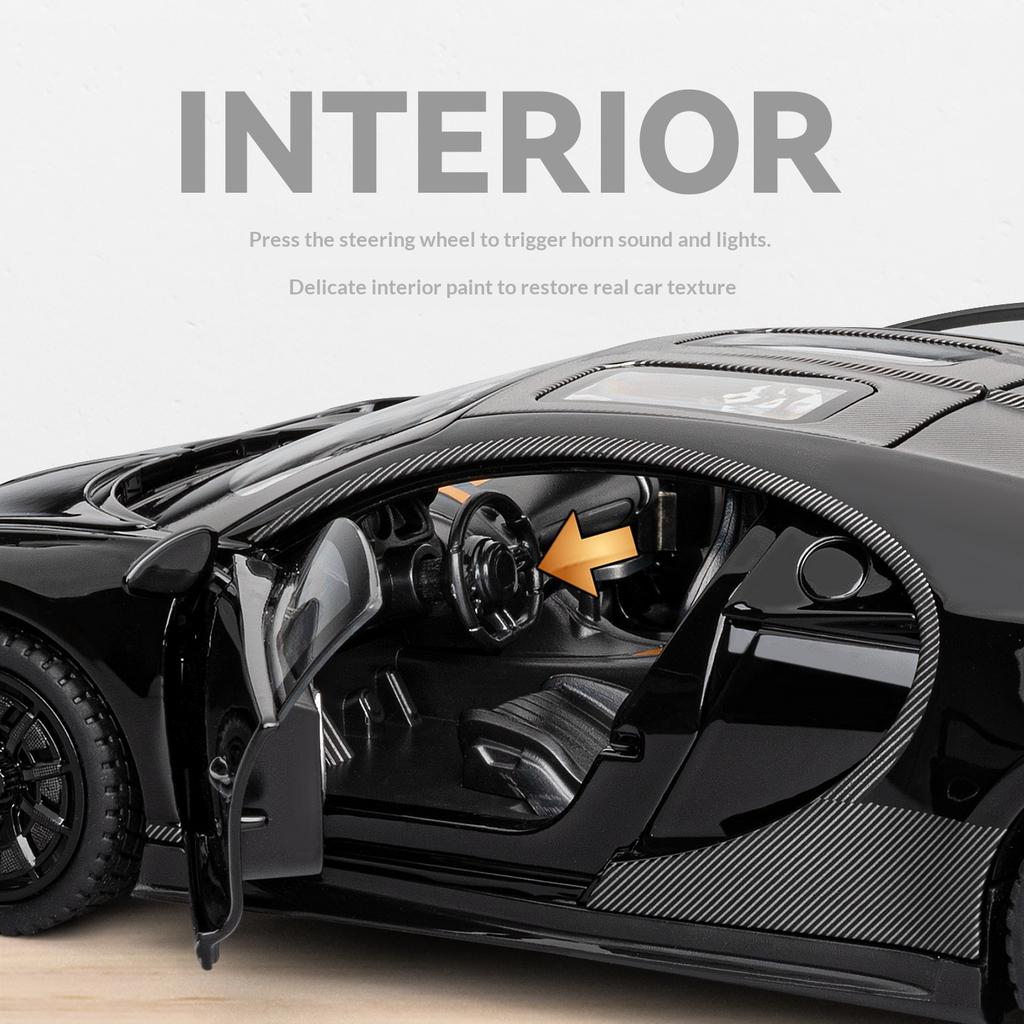 1/24 scale Bugatti Chiron alloy die-cast car model simulation children's toy sports car collection ornaments boy gift