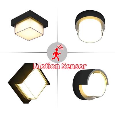 LED Wall Lamp 6W 12W Modern Motion Sensor Indoor/Outdoor Wall Light AC85-265V Waterproof IP66 For Garden Street Decoration