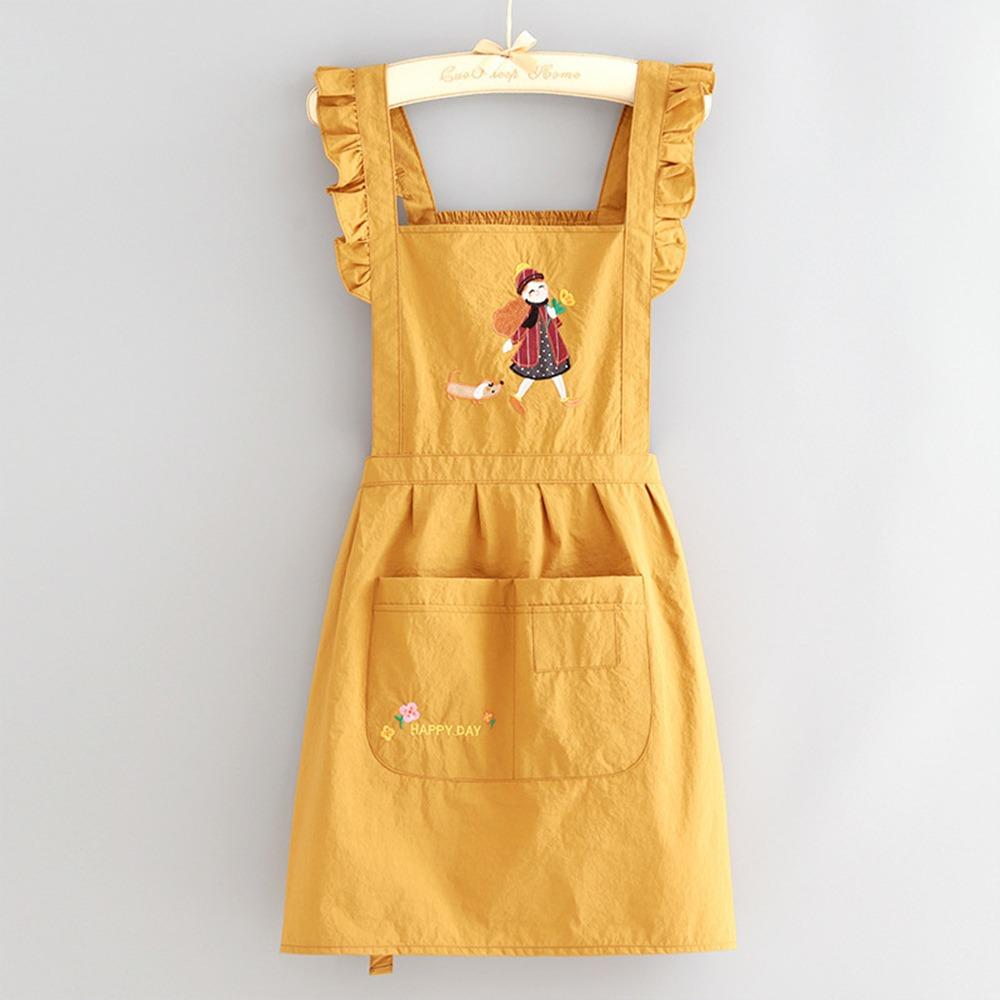 Cartoon Kitchen Apron Princess Style Anti-fouling Cooking Baking Bibs Cross Back Waterproof Restaurant Uniform for Women